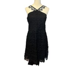 Kensie Black Crochet Lace overlay Sleeveless Fit & Flare Dress medium NWT